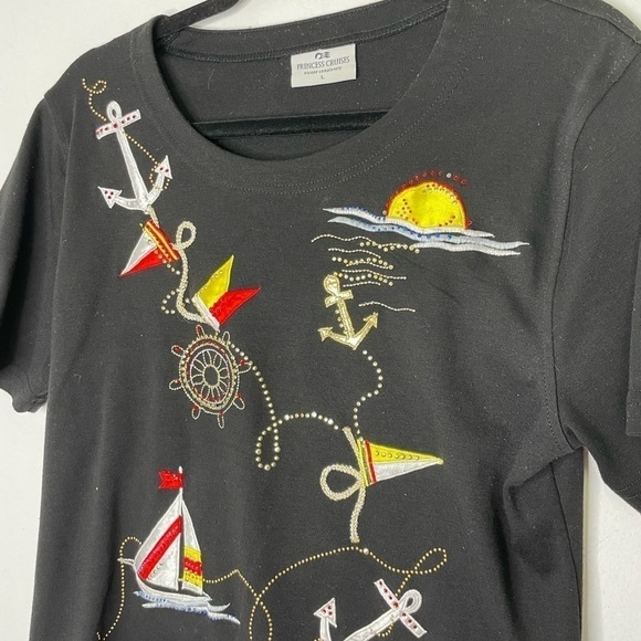 Vintage sailing nautical embroidery embellished top - Picture 2 of 7